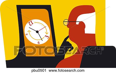 Clip Art - A man looking at a screen. Fotosearch