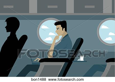 A man on an airplane View Large Illustration Stock Illustration - A man on an airplane. Fotosearch