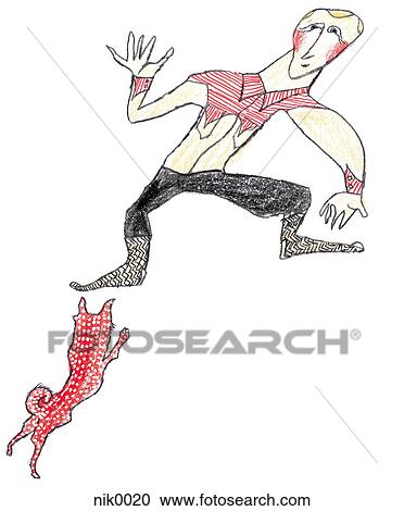 Clipart - A man playing with a dog. Fotosearch