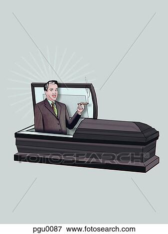 Stock Illustration - A man rising from a coffin. Fotosearch