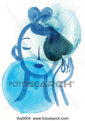 Stock Illustration - A painting of a woman. Fotosearch