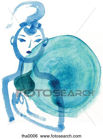 Stock Illustration - A painting of a woman. Fotosearch