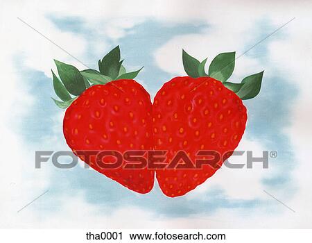Clip Art - A painting of two strawberries. Fotosearch