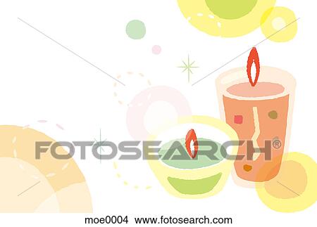 Stock Illustration - A pattern and two lit candles. Fotosearch