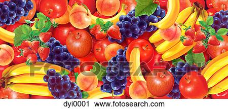 Clip Art - A pattern of fruits. Fotosearch