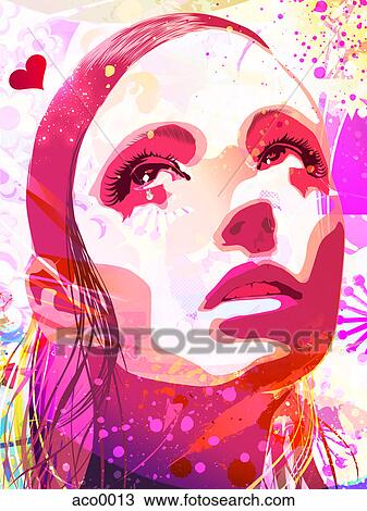 A pink print of a woman View Large Illustration Drawing - A pink print of a woman. Fotosearch