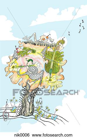 Stock Illustration - A plant on a yellow background. Fotosearch