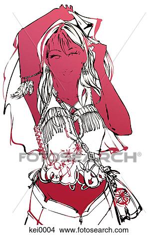 Stock Illustration - A portrait of a belly dancer. Fotosearch