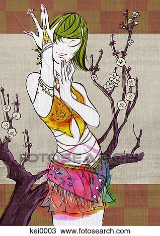 Drawing - A portrait of a woman. Fotosearch