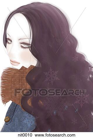 Clipart - A portrait of a young woman. Fotosearch