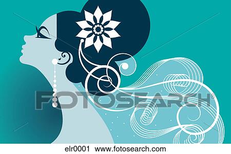 Clip Art - A profile illustration of a bride. Fotosearch