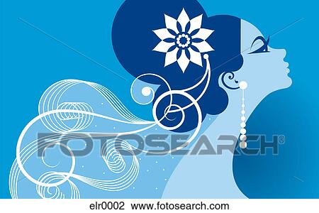 Drawing - A profile illustration of a bride. Fotosearch