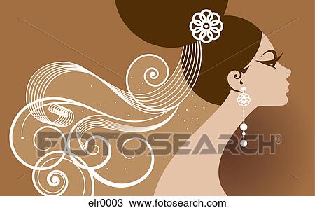 Drawing - A profile illustration of a bride. Fotosearch