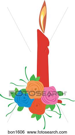Stock Illustration - A red candle. Fotosearch