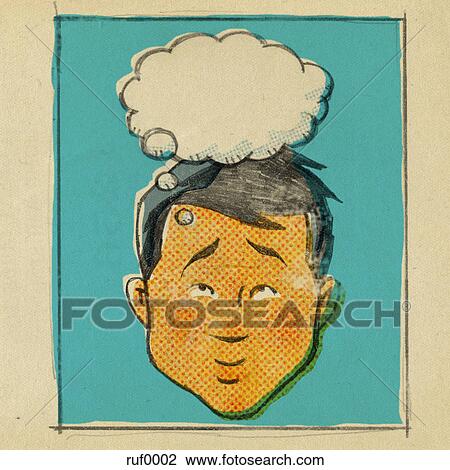 A retro style comic book portrait of a man dreaming View Large Illustration Drawing - A retro style comic book portrait of a man dreaming. Fotosearch