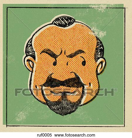 Stock Illustration - A retro style comic book portrait of a jealous man. Fotosearch