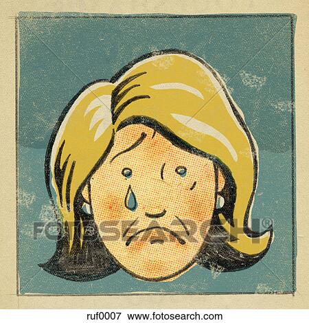 A retro style comic book portrait of a sad and crying woman View Large Illustration Stock Illustration - A retro style comic book portrait of a sad and crying woman. Fotosearch