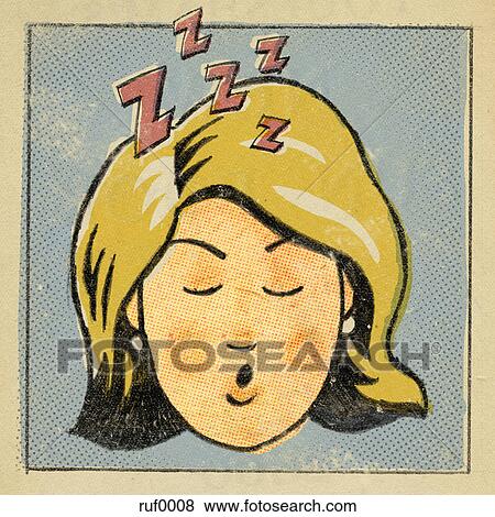 A retro style comic book portrait of a woman sleeping View Large Illustration Stock Illustration - A retro style comic book portrait of a woman sleeping. Fotosearch