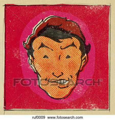 A retro style comic book portrait of a devilish man View Large Illustration Stock Illustration - A retro style comic book portrait of a devilish man. Fotosearch
