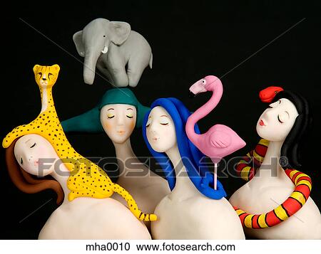 A sculpture of a group of women and animals View Large Illustration Clipart - A sculpture of a group of women and animals. Fotosearch