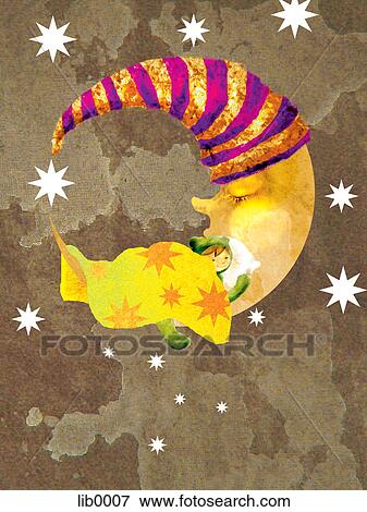 Stock Illustration - A sleeping crescent moon. Fotosearch
