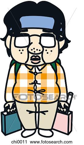 Clip Art - A traveler with thick glasses. Fotosearch