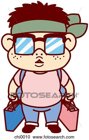 Clipart - A traveler with thick glasses. Fotosearch