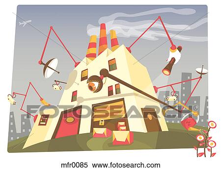 A warehouse with numerous working arms View Large Illustration Stock Illustration - A warehouse with numerous working arms. Fotosearch