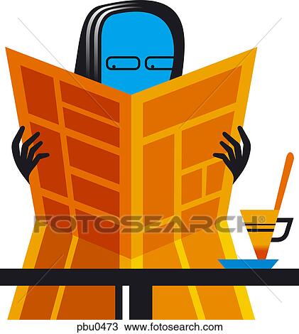 A woman reading the newspaper View Large Illustration Drawing - A woman reading the newspaper. Fotosearch
