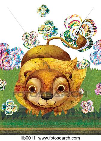 Clip Art - A young lion. Fotosearch
