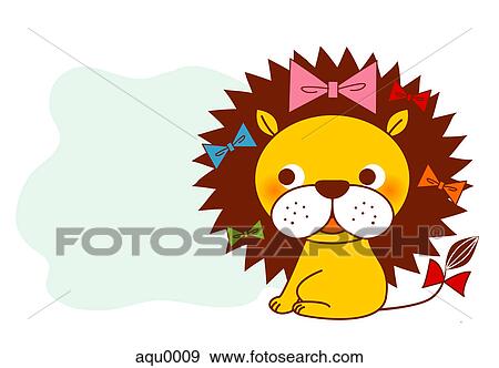 A young lion with ribbons in its mane View Large Illustration Stock Illustration - A young lion with ribbons in its mane. Fotosearch