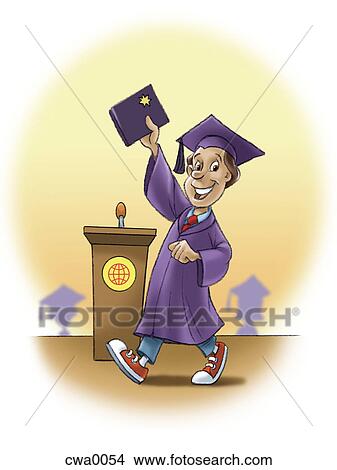 Stock Illustration - A young man at his graduation. Fotosearch