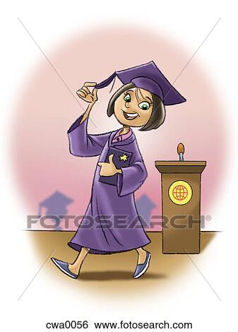 Stock Illustration - A young woman at her graduation. Fotosearch
