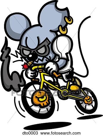 Drawing - An angry mouse on a bike. Fotosearch