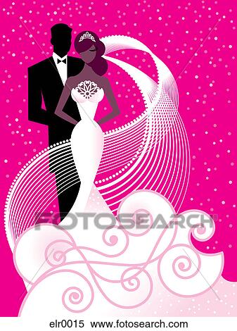 Stock Illustration - An illustration of a bride and groom. Fotosearch