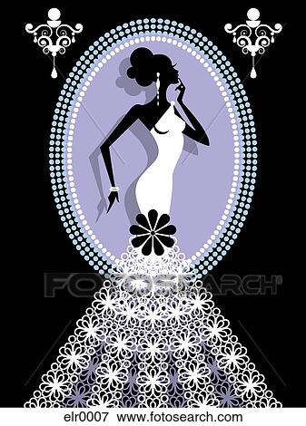 Stock Illustration - An illustration of a bride with a long train. Fotosearch