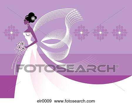 Stock Illustration - An illustration of a bride with a long train. Fotosearch
