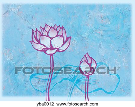 Drawing - An illustration of two flower blooms. Fotosearch