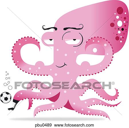 Stock Illustration - An Octopus playing soccer. Fotosearch