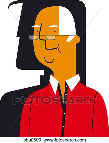 Clipart - An older gentleman with a young shadow. Fotosearch