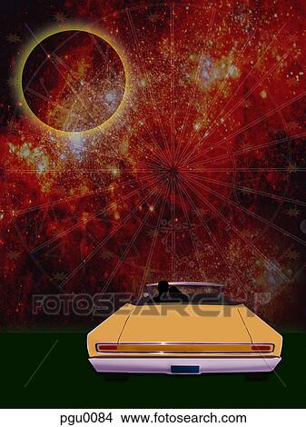 An orange convertible car under instillations View Large Illustration Stock Illustration - An orange convertible car under instillations. Fotosearch