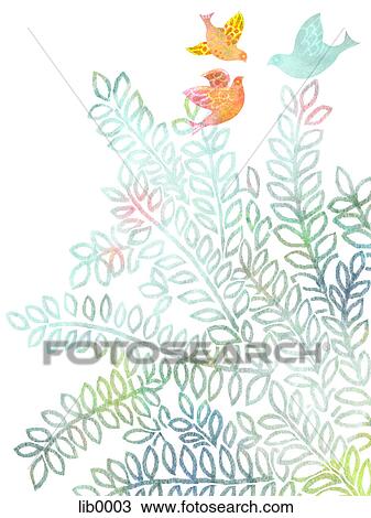 Drawing - Doves and branches. Fotosearch