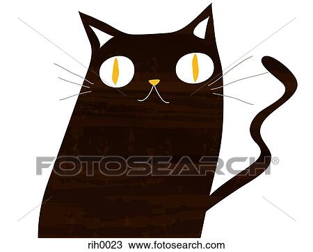 Illustration of a black cat View Large Illustration Drawing - Illustration of a black cat. Fotosearch