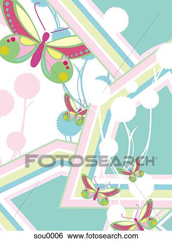 Illustration of a colorful patterned background with butterflies View Large Illustration Stock Illustration - Illustration of a colorful patterned background with butterflies. Fotosearch