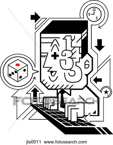 Illustration of a computer and numeric character View Large Illustration Clip Art - Illustration of a computer and numeric character. Fotosearch
