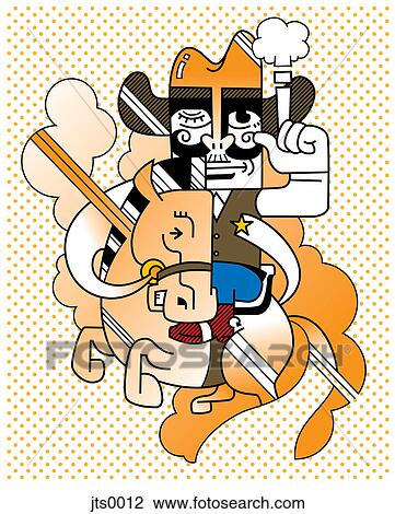 Illustration of a cowboy character View Large Illustration Drawing - Illustration of a cowboy character. Fotosearch