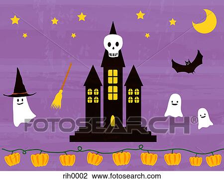 Illustration of a Halloween scene View Large Illustration Drawing - Illustration of a Halloween scene. Fotosearch
