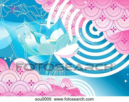 Stock Illustration - Illustration of a patterned background containing flowers. Fotosearch