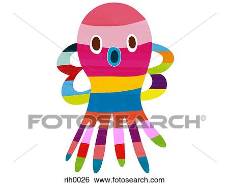 Stock Illustration - Illustration of a striped octopus. Fotosearch