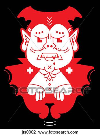 Drawing - Illustration of a vampire character. Fotosearch